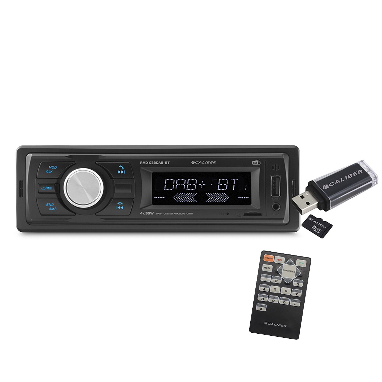 Autoradio Caliber Rmd033dab-bt 55w X 4 - Dab+ - Bluetooth 5.1 - Usb-sd-mp3-aux-fm - Télécommande