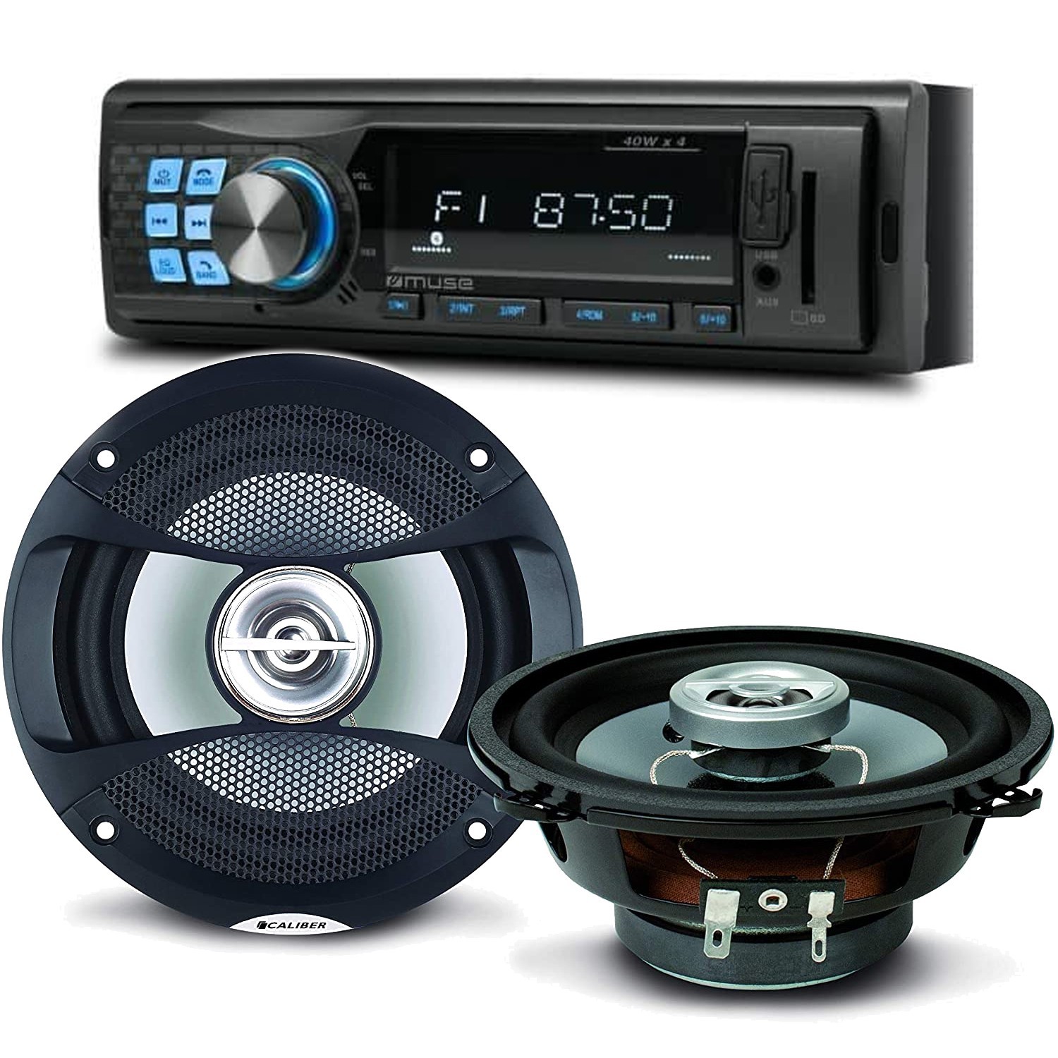 Pack Sono Voiture Autoradio Muse M-195 Bt 160 Watts + 2 Hauts Parleurs 13cm 100w