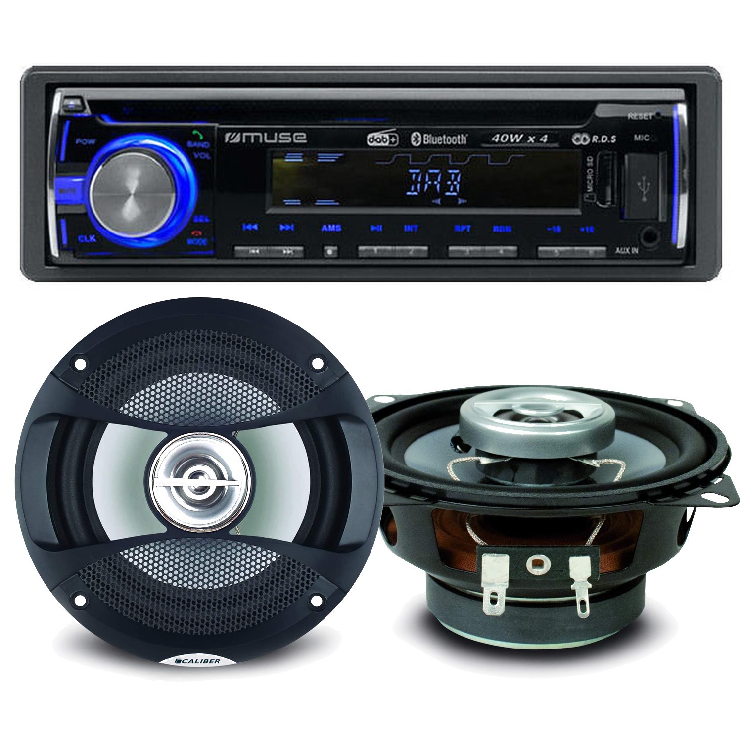 Pack Sono Voiture Autoradio Muse M-1229 Dab 160 Watts + 2 Haut Parleurs 10cm 80w