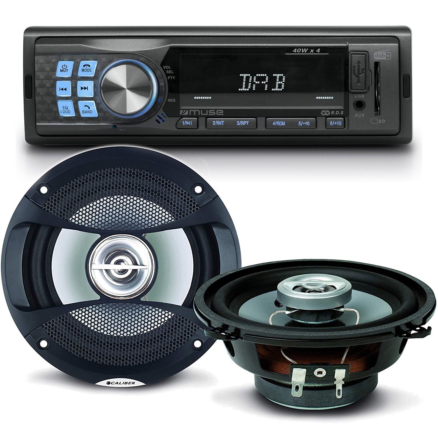 Pack Sono Voiture Autoradio Muse M-199 Dab 160 Watts + 2 Hauts Parleurs 13cm 100w