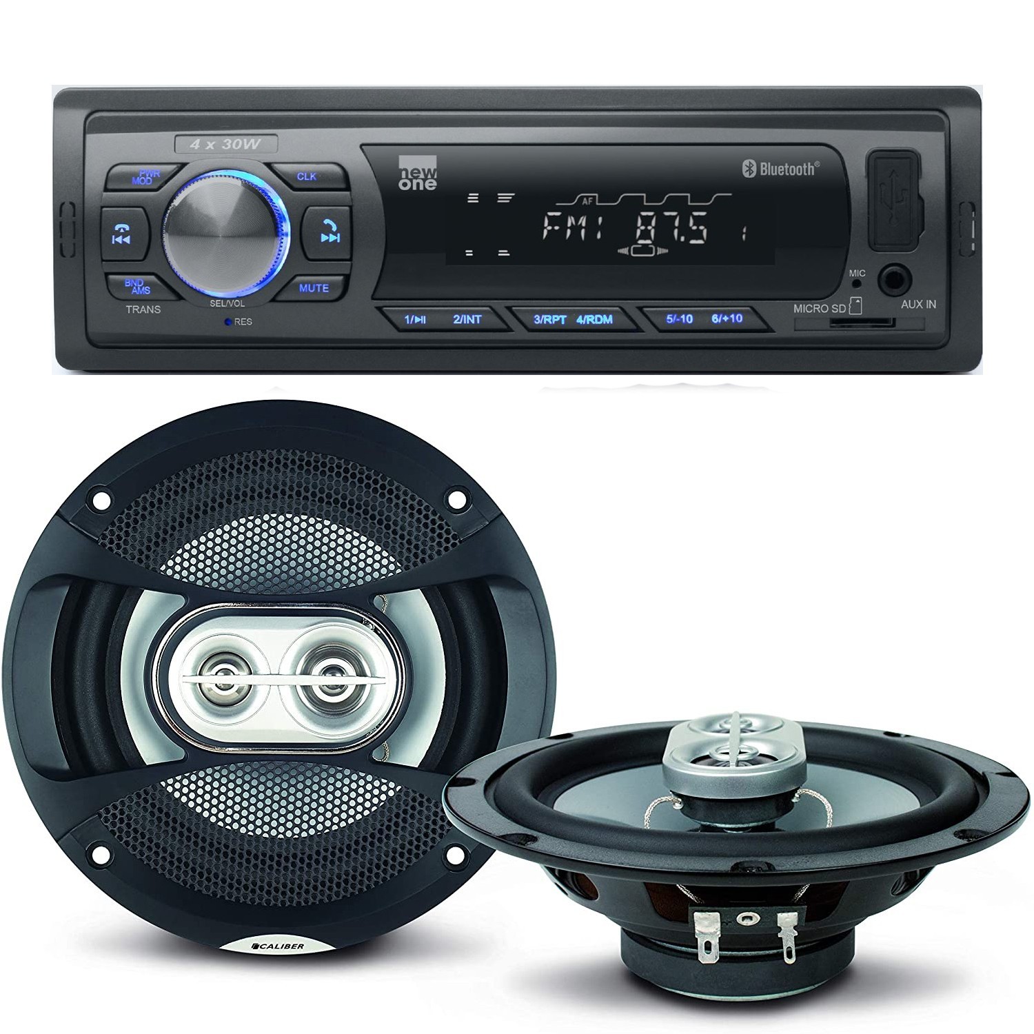 Pack Sono Voiture Auto Radio Newone Ar375bt 120 Watts + 2 Haut Parleurs 16,5cm 120w