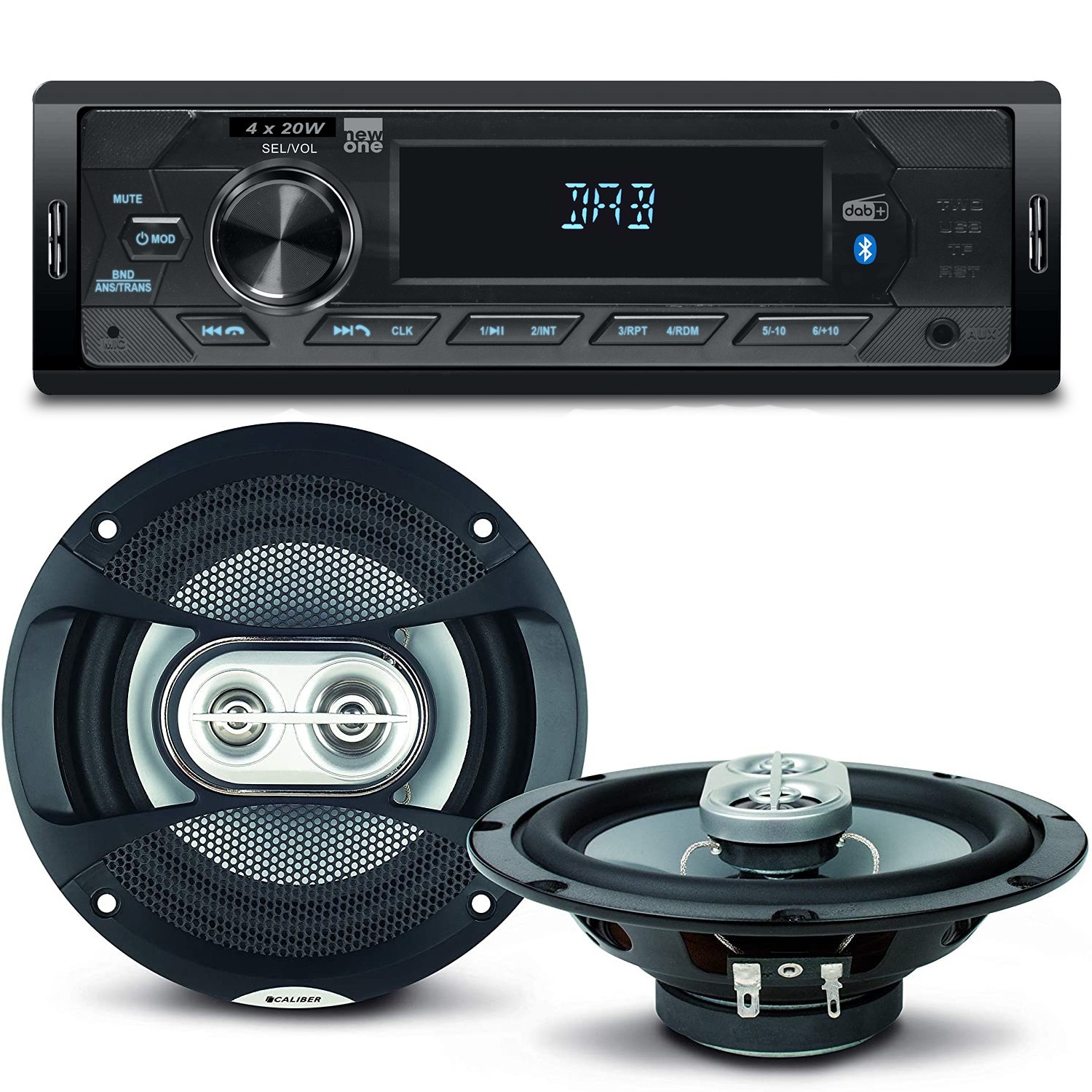 Pack Sono Voiture Auto Radio Newone Ar390dab 80 Watts + 2 Haut Parleurs 16,5cm 120w