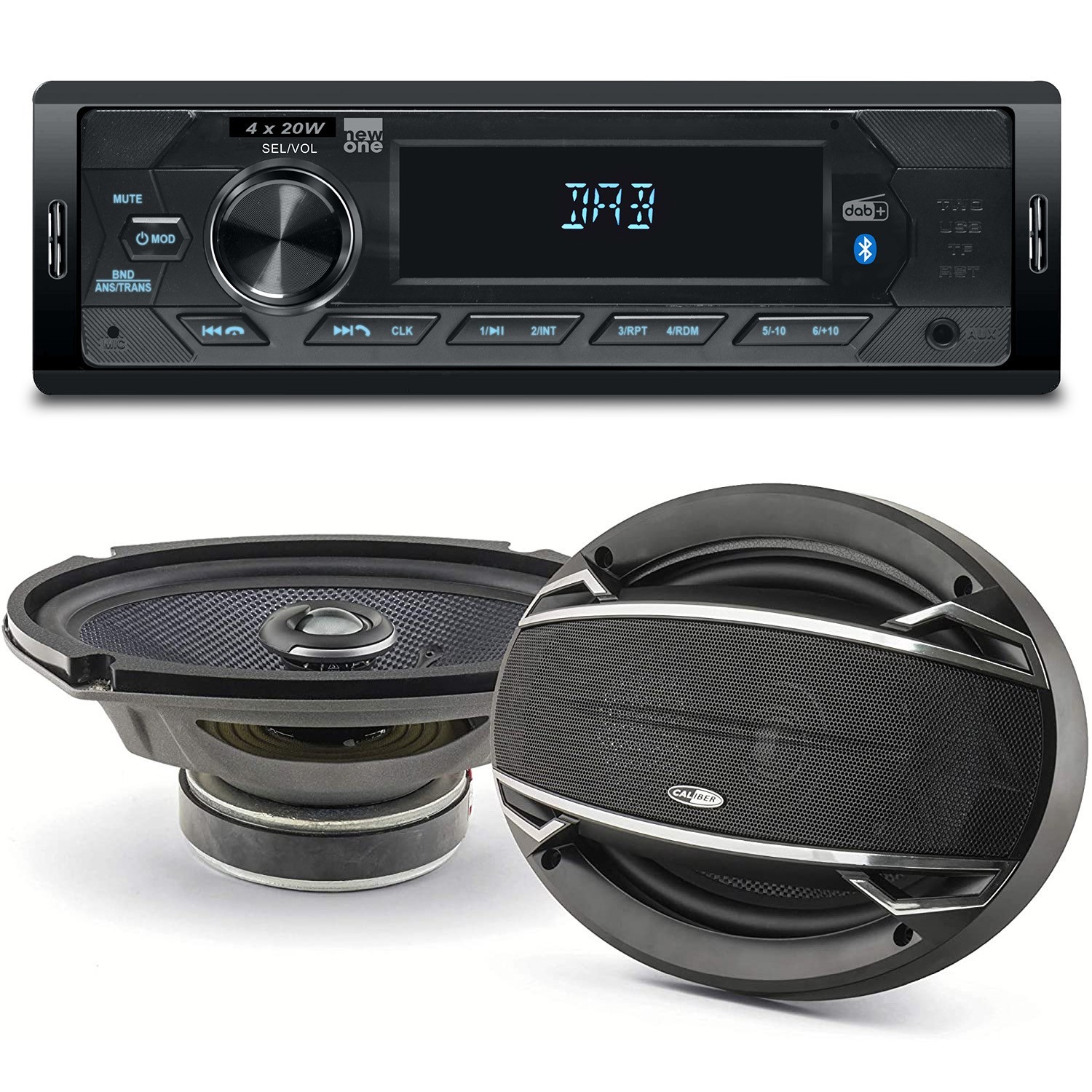 Pack Sono Voiture Autoradio Ar390dab + 2 Haut Parleurs Ovales 6x9" Caliber 180w