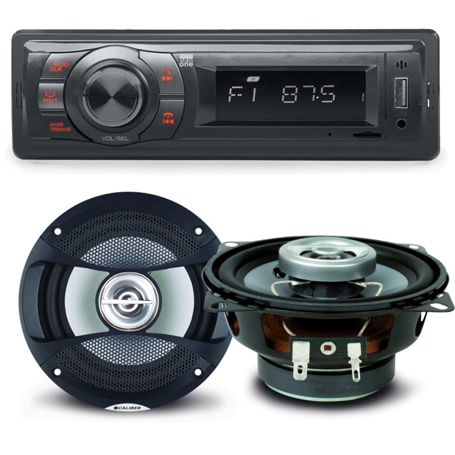 Pack Sono Voiture Auto Radio Newone Ar270 80 Watts + 2 Haut Parleurs 10cm 80w