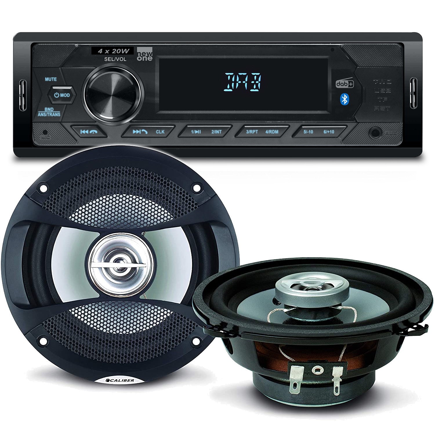 Pack Sono Voiture Auto Radio Newone Ar390dab 80 Watts + 2 Hauts Parleurs 13cm 100w