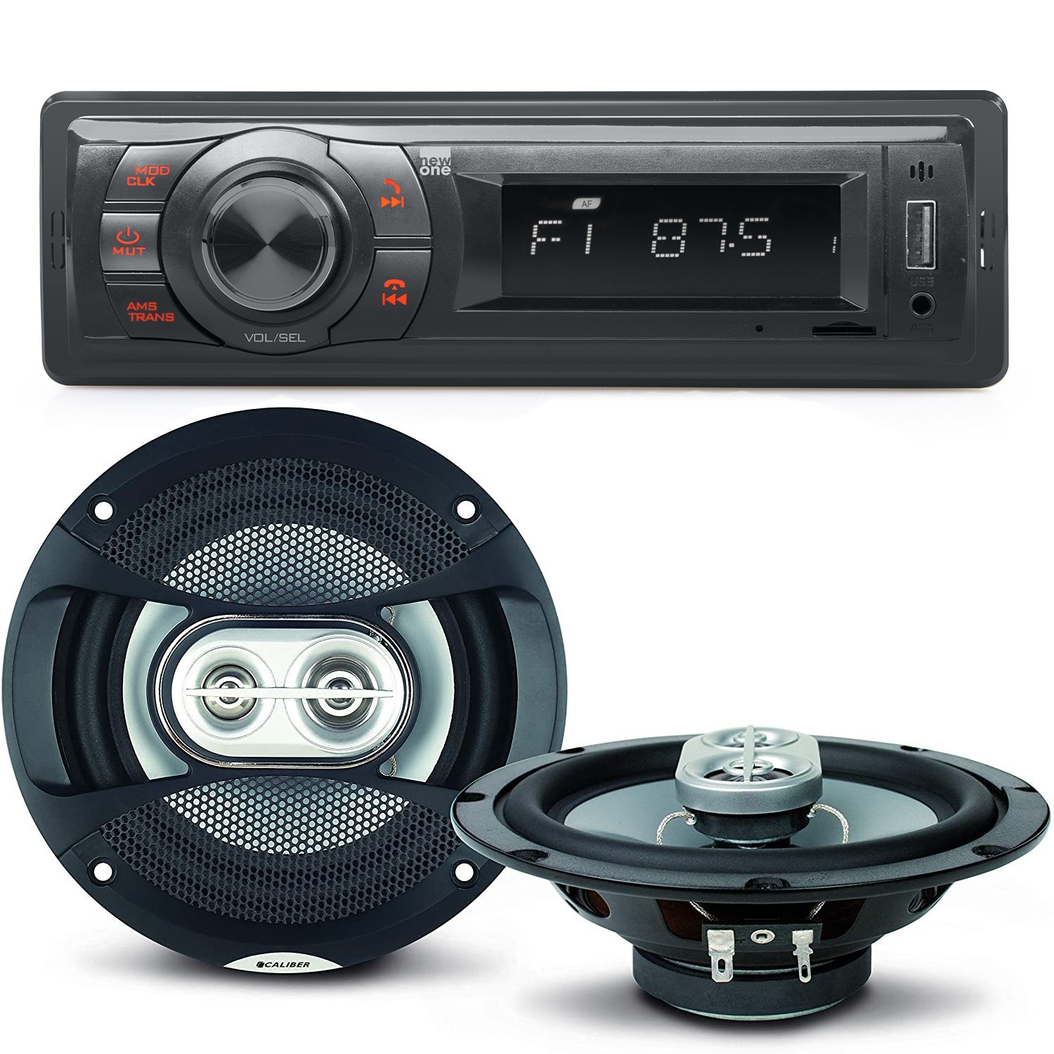 Pack Sono Voiture Auto Radio Newone Ar270 80 Watts + 2 Haut Parleurs 16,5cm 120w