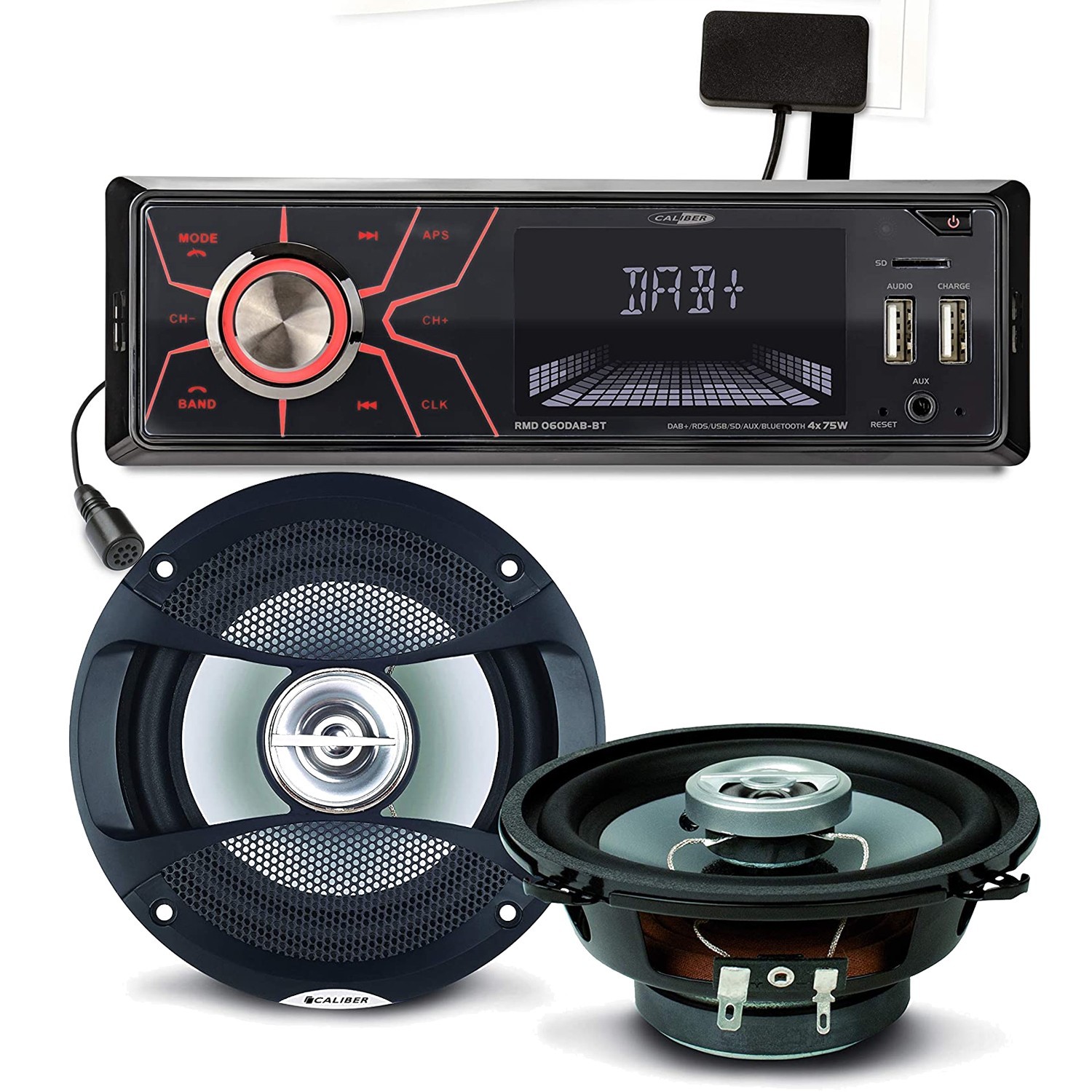 Pack Sono Voiture Autoradio Rmd060dab-bt 4x75w + 2 Hauts Parleurs 13cm 100w