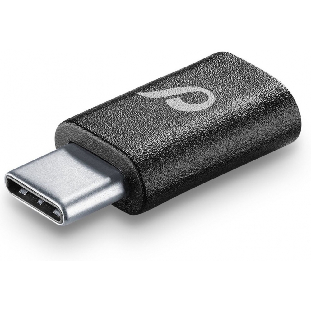 Cellularline Kompakt Adapter, Schwarz Chadusbck Micro Usb Buchse &lt-&gt Usb-c Stecker