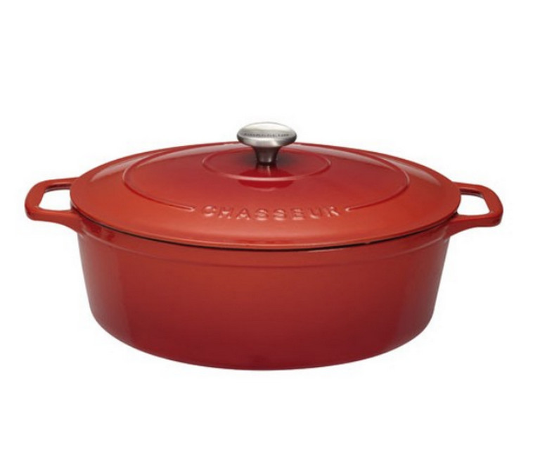 Chasseur - Ovale Emaillierte Auflaufform Aus Gusseisen 33 Cm Erhabener Rubin Puc473358