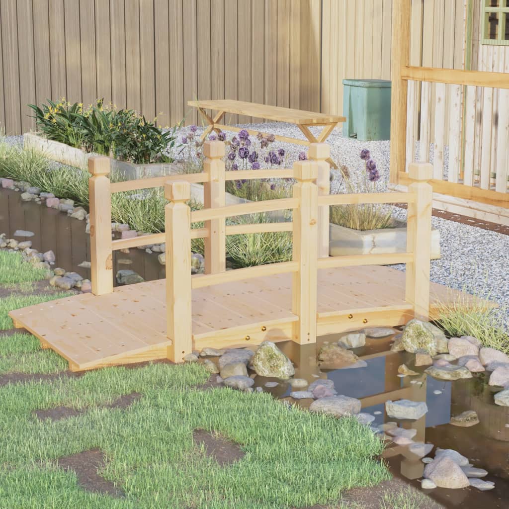 Gartenbrücke Mit Geländer 150x67x56 Cm Massivholz Fichte - Vidaxl