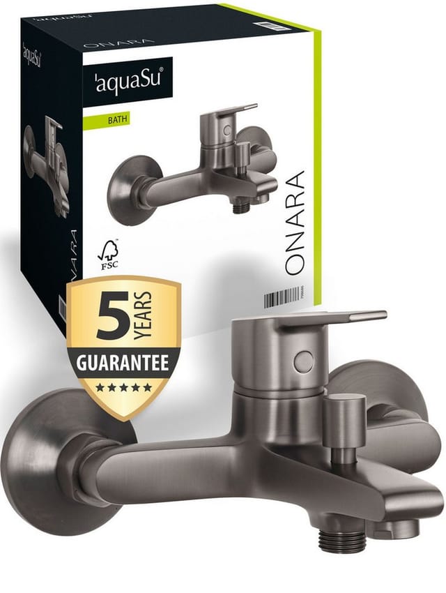'aquasu® Wannenarmatur Onara Mit Umsteller, Typ 1/2 '' Brauseabgang Unten, Wandbefestigung, Standard S-anschlüsse, Keramikkartusche, Messingkern, Industrial, 798686