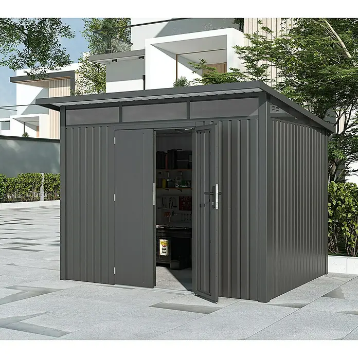 Gardol Gerätehaus Style Max (Außenmaß inkl. Dachüberstand (B x T): 289 x 253 cm, Stahl, Schwarz)