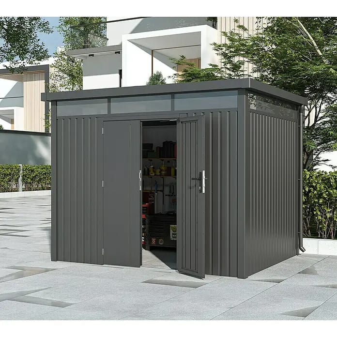 Gardol Gerätehaus Cubus Max (Außenmaß inkl. Dachüberstand (B x T): 294 x 230 cm, Stahl, Schwarz)