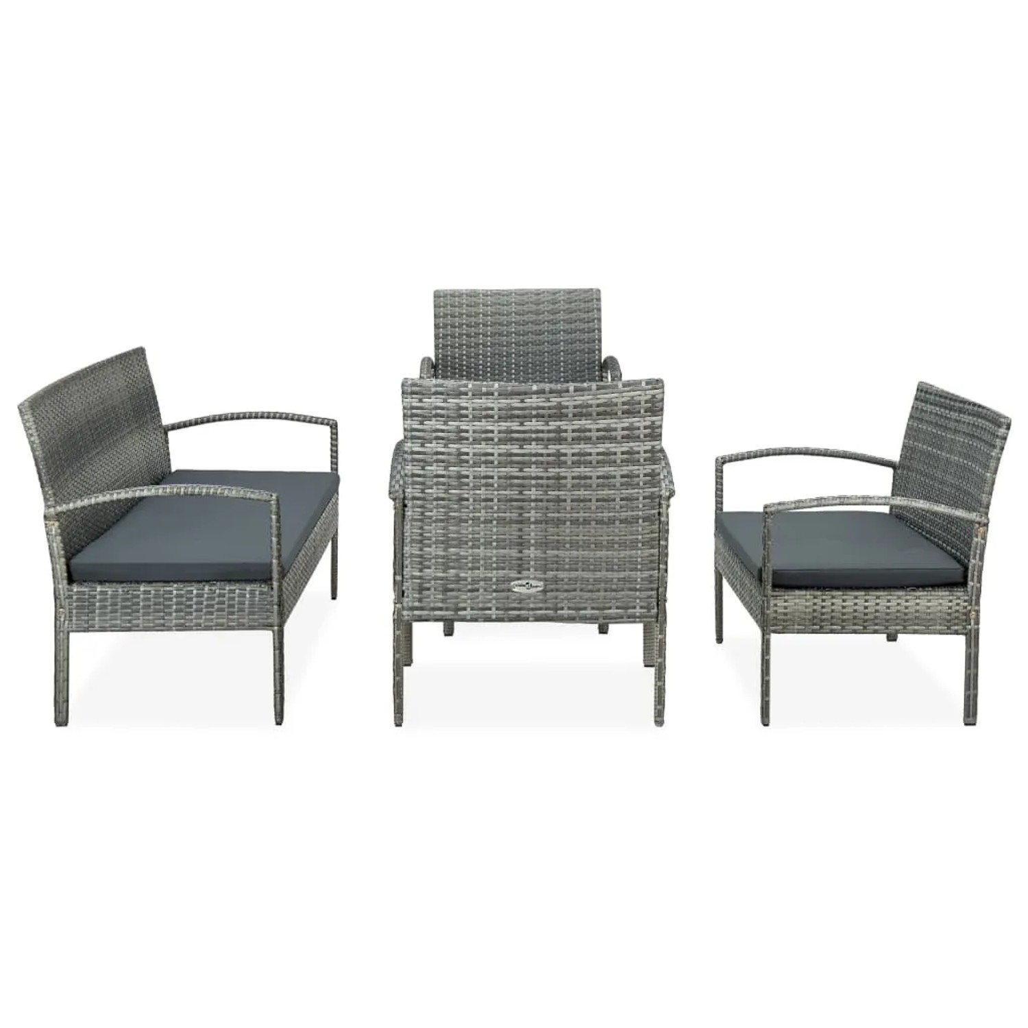 vidaXL 5-tlg Garten-Lounge-Set mit Auflagen Poly Rattan Grau Modell 3
