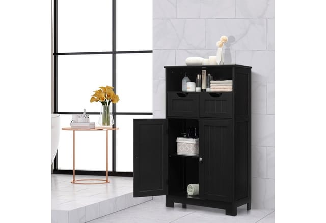 Costway Badezimmerschrank 2 Schubladen Schwarz