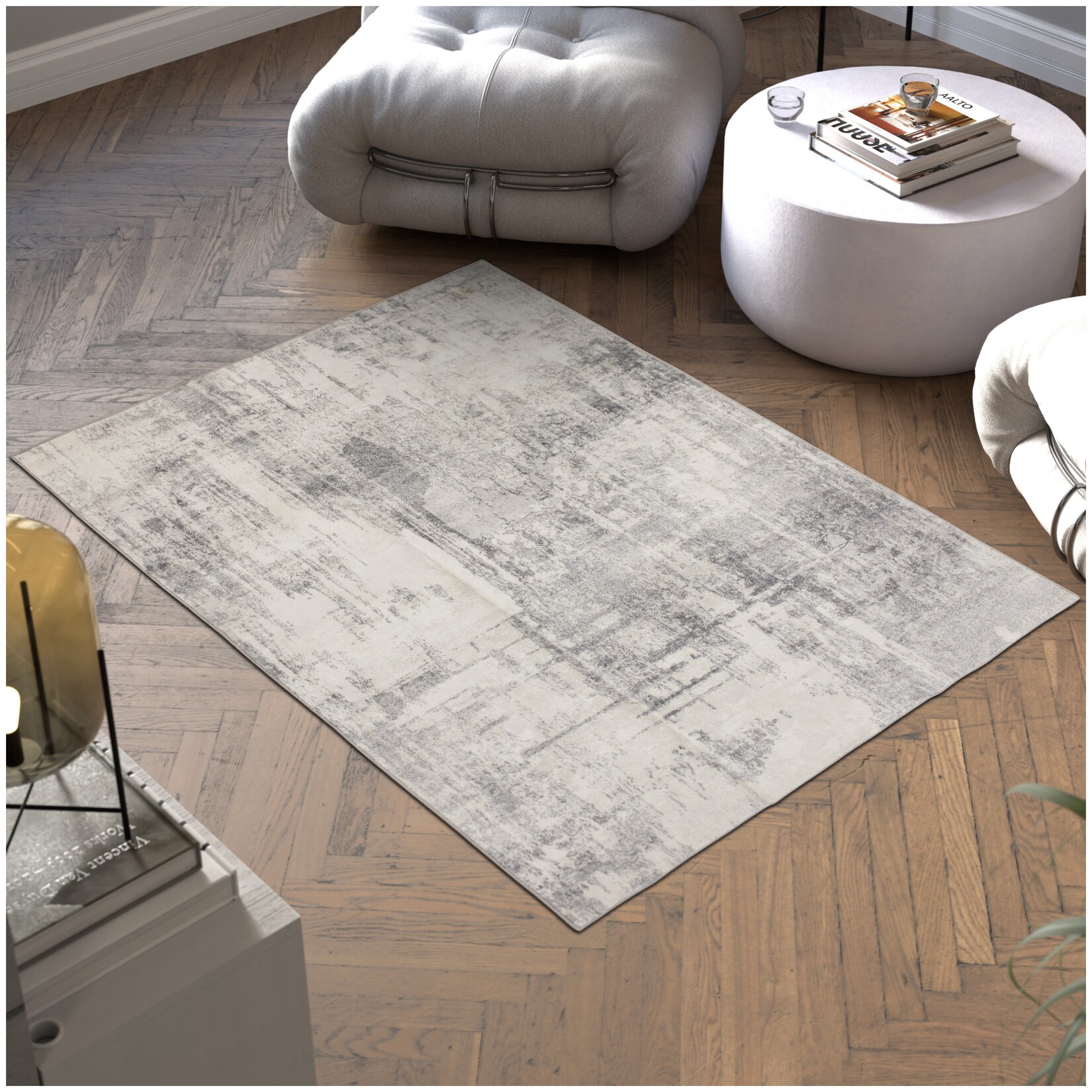 Tectake Vintage Designer Teppich Nadira Verschiedene Größen Abstraktes Verwaschenes Muster 120 x 170 cm 170 x 120 x 0 60 cm Beige Grau