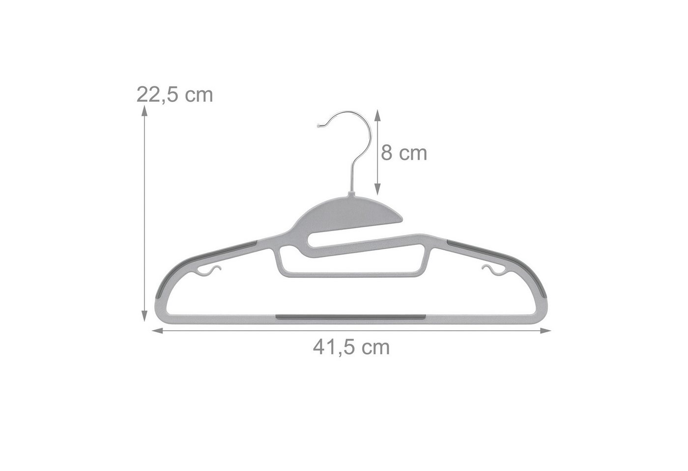 Relaxdays Kleiderbügel Kunststoff Grau Rutschfest 50er-Pack 22,5 cm x 41,5 cm x 0,5 cm Bild 2