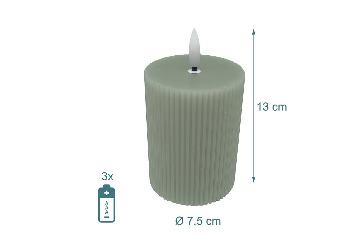 Relaxdays LED Kerzen 4er Set Echtwachs Salbei Flammenlos Flackernd 13 cm x 7,5 cm Bild 3