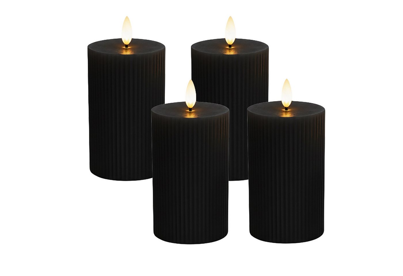 Relaxdays LED Kerzen 4er Set Echtwachs Schwarz Flammenlos Flackernd 13 cm x 7,5 cm Bild 2