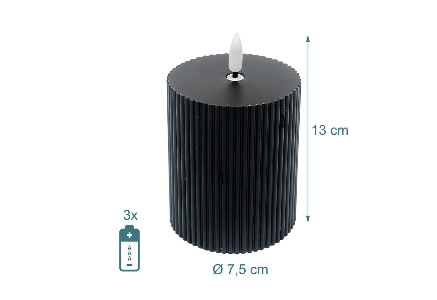 Relaxdays LED Kerzen 4er Set Echtwachs Schwarz Flammenlos Flackernd 13 cm x 7,5 cm Bild 4