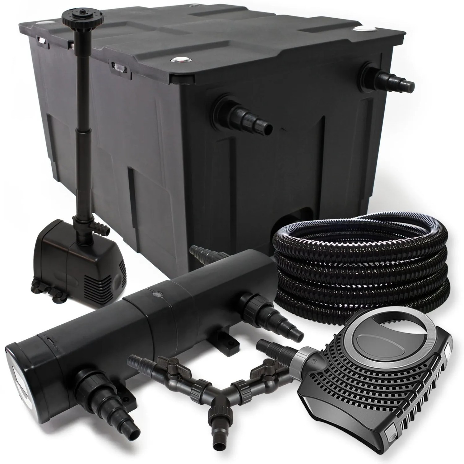 Sunsun Teichfilter Set 60000L 36W Klärer Neo8000 70W Pumpe Schlauch Springbrunne
