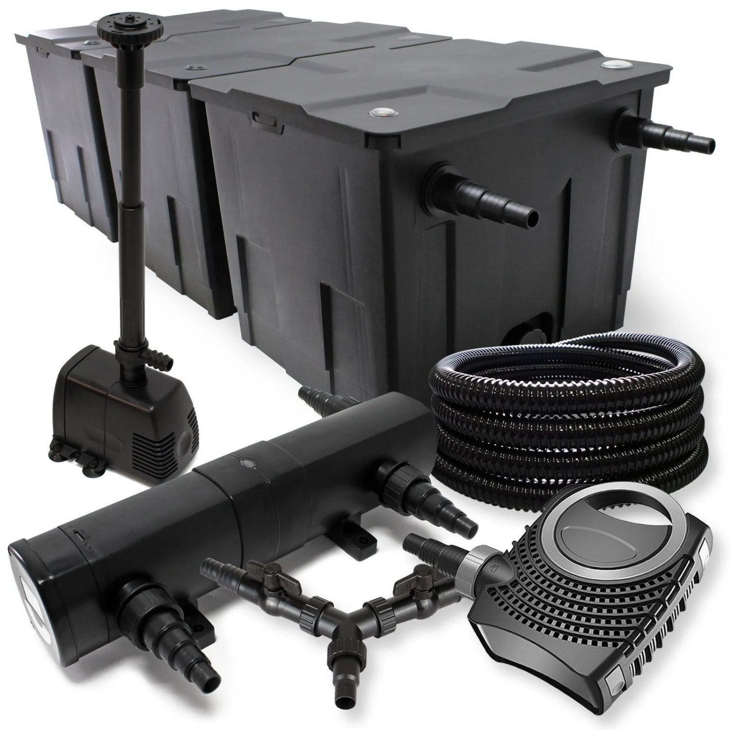 Sunsun Filter 90000L Teich 24W Klärer Neo10000 80W Pumpe Schlauch Springbrunnen