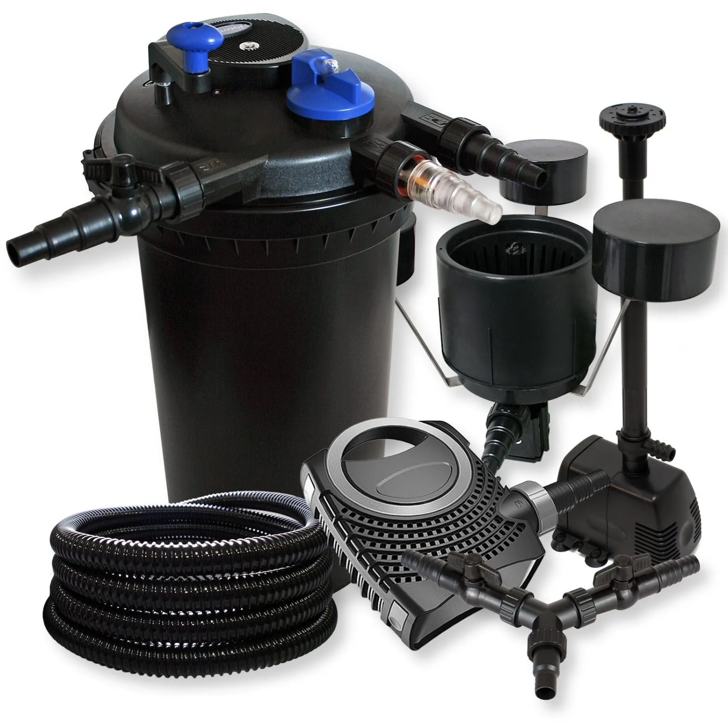 Sunsun Druckteichfilter 30000L 18W Uvc Neo8000 70W Schlauch Skimmer Springbrunne