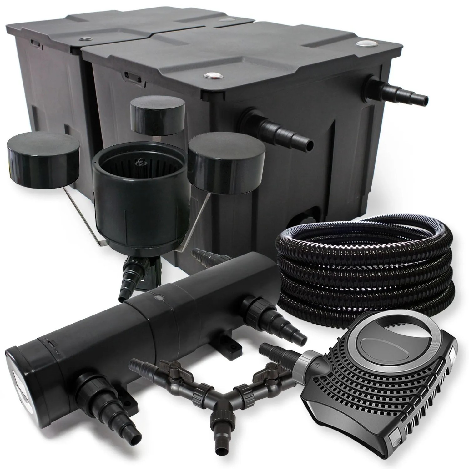 Sunsun Filter Set 60000L Teich 18W Klärer Neo8000 70W Pumpe 25M Schlauch Skimmer