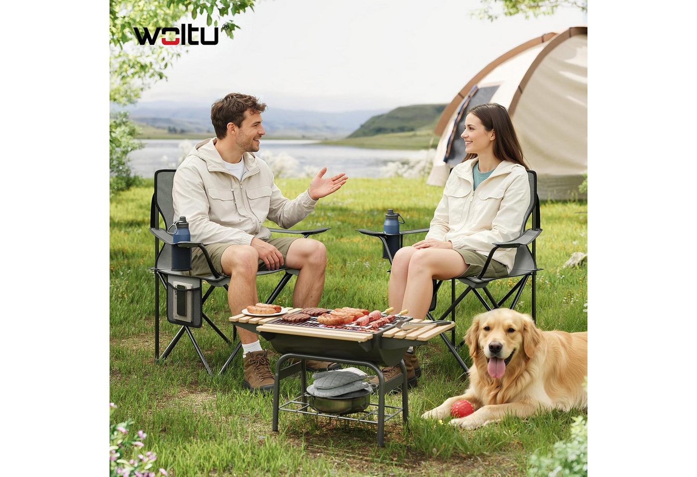 WOLTU Campingstuhl Klappbar 2 Set für Camping Angeln Picknicks Bild 2