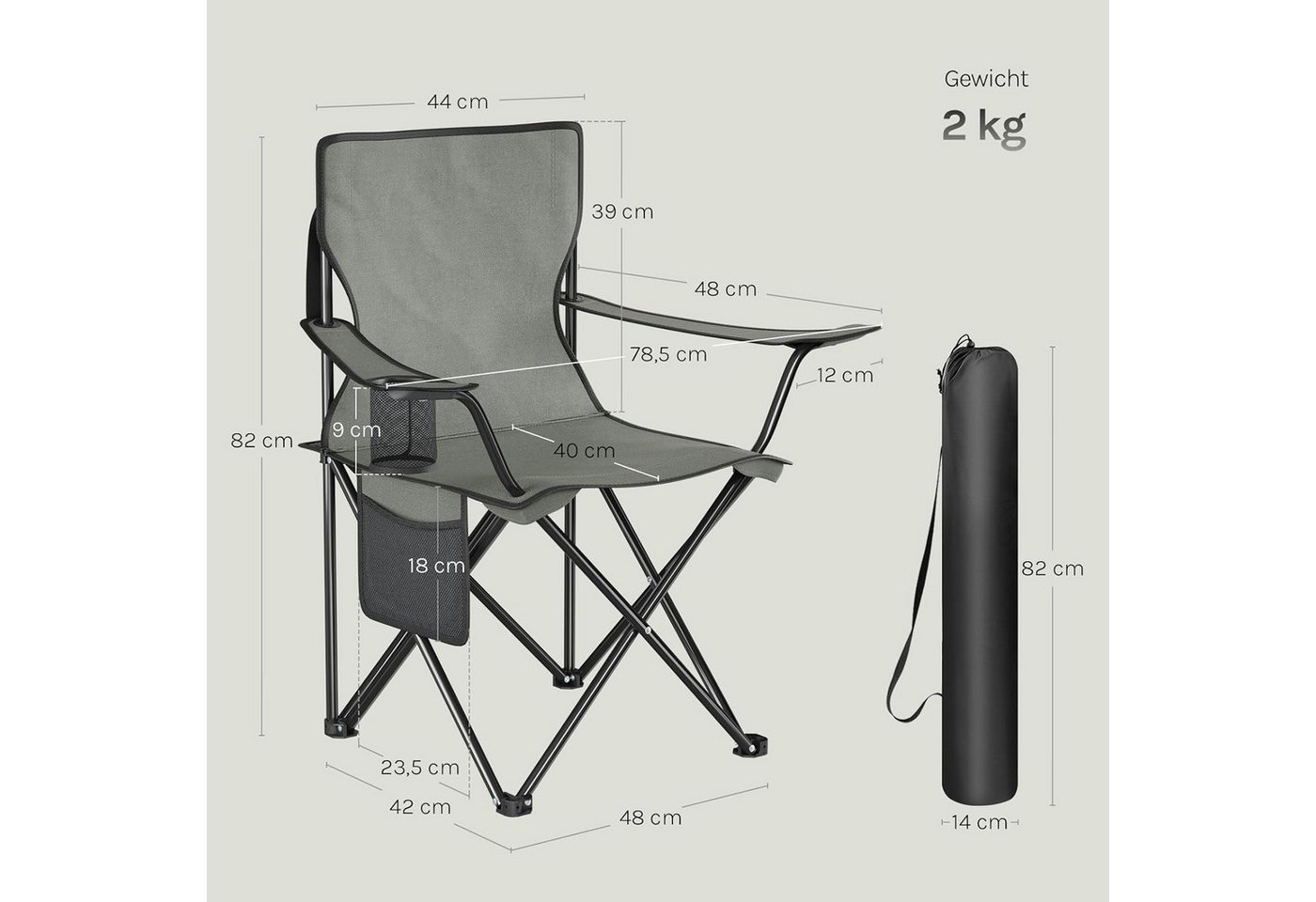 WOLTU Campingstuhl Klappbar 2 Set für Camping Angeln Picknicks Bild 3