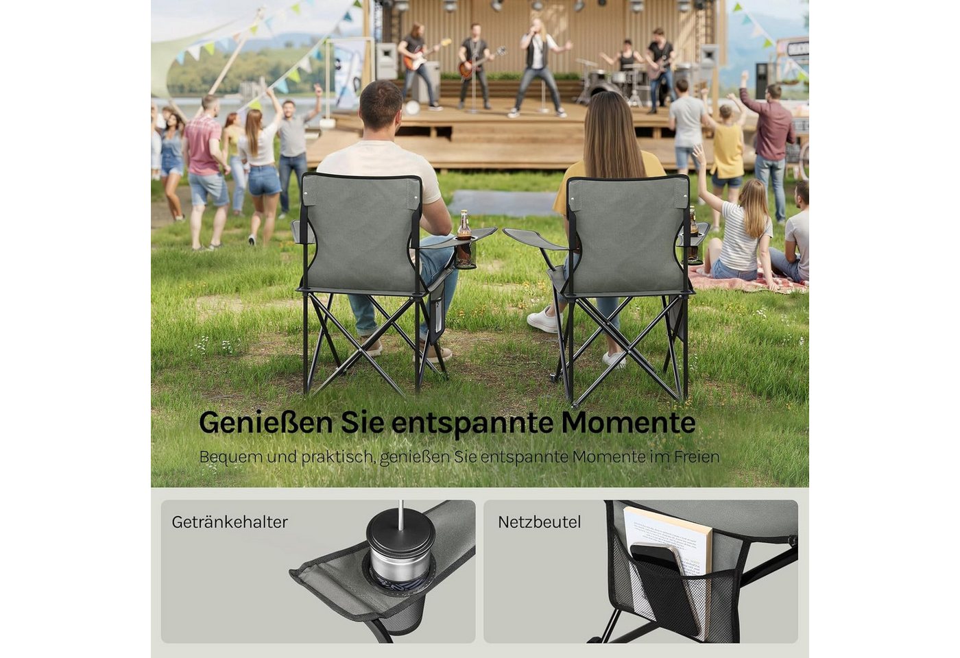 WOLTU Campingstuhl Klappbar 2 Set für Camping Angeln Picknicks Bild 5