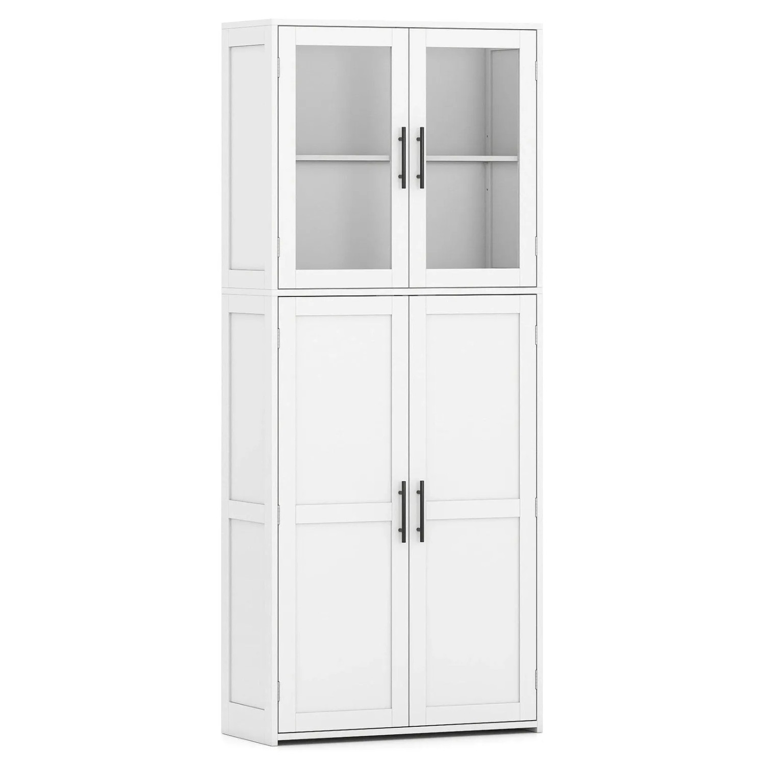 Costway Besenschrank 70 cm Breit Mehrzweckschrank Hochschrank mit 2 Haken