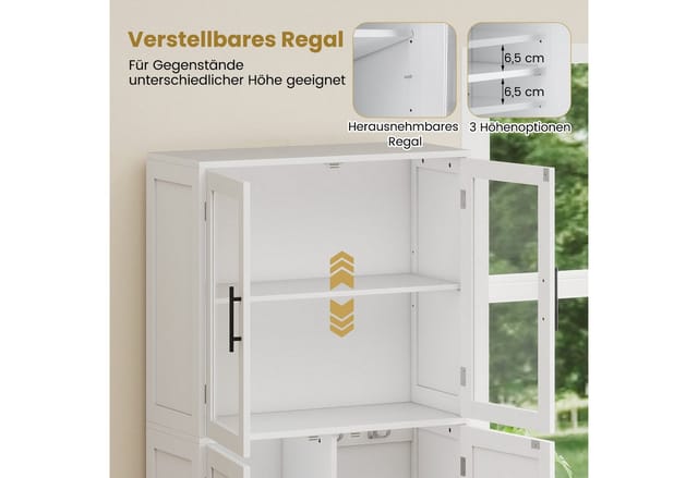 Costway Besenschrank 70 cm Breit Mehrzweckschrank Hochschrank mit 2 Haken