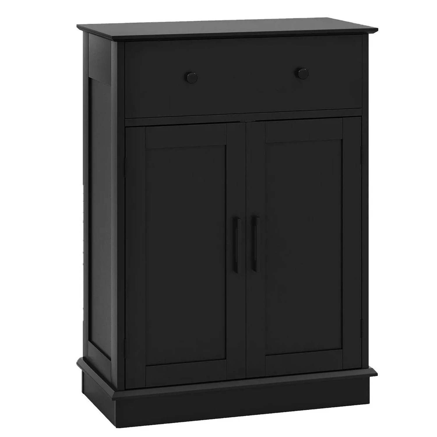 Costway Badezimmerschrank Badschrank mit Türen & Verstellbarem Regal Schwarz