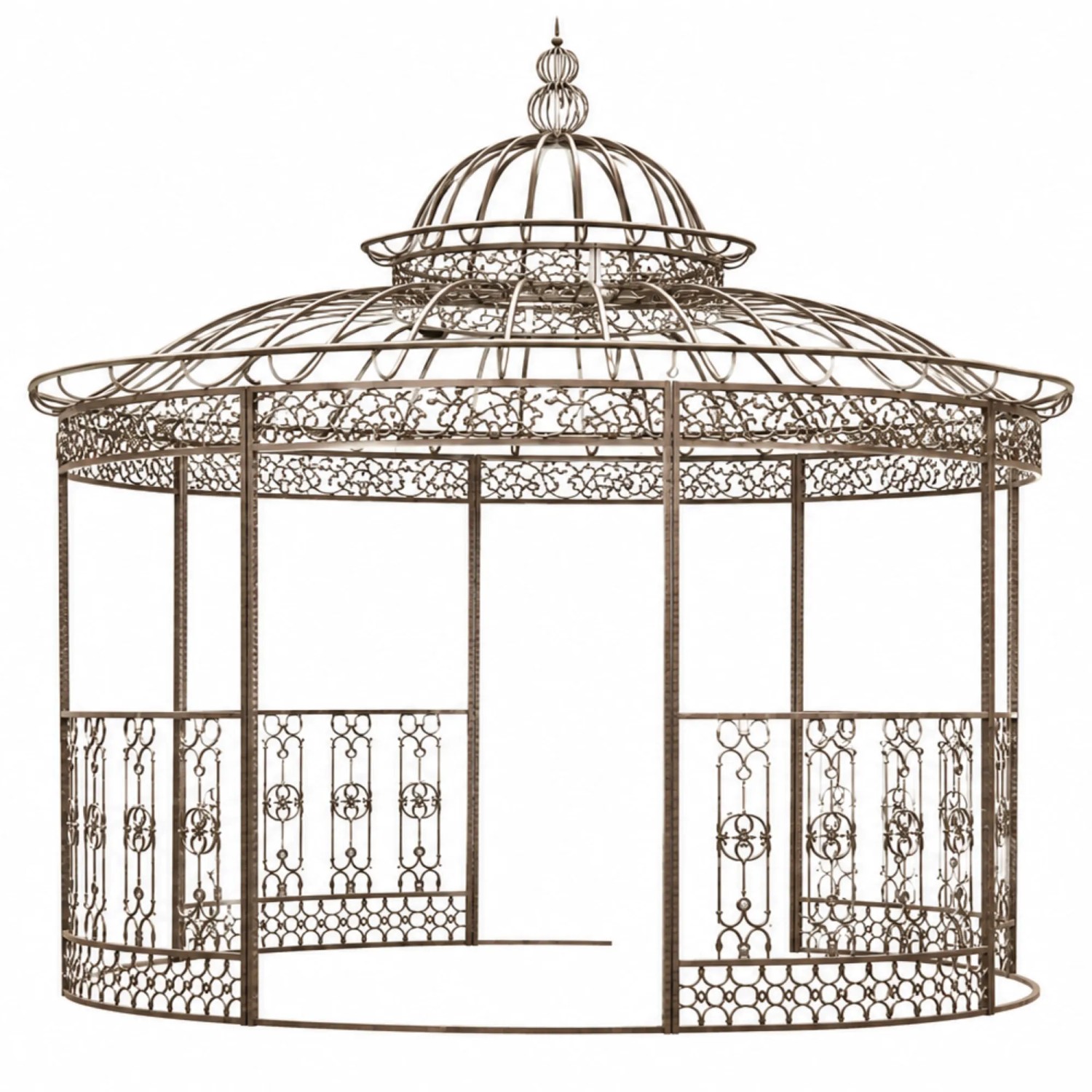 DELUKE Pavillon ELIN Antik Rund 370x370x350cm Metall Antik-Braun Gartenpavillon Romantik Zierpavillon Gartendeko