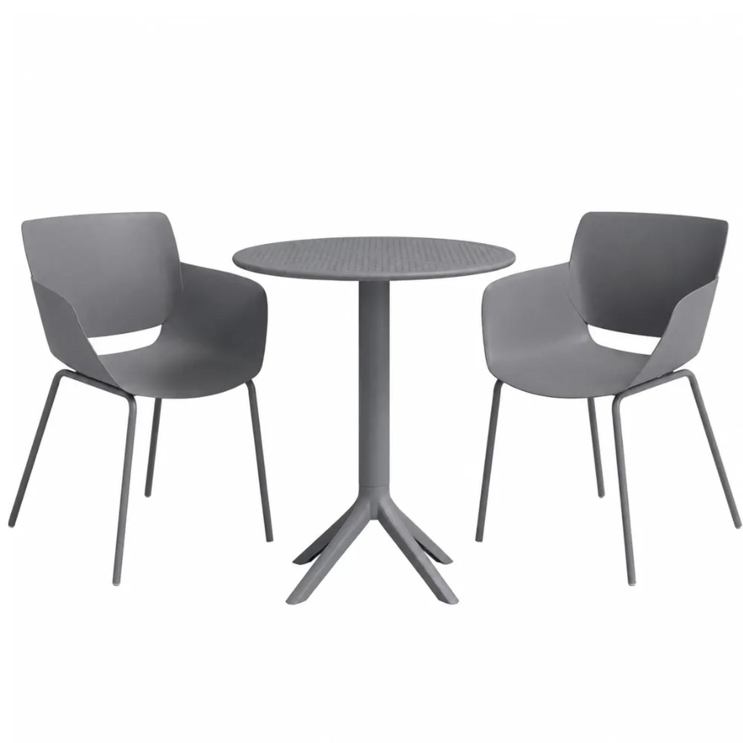 DELUKE Gartenmöbel-Set SARA mit 2 Stühlen 168x60x80cm Kunststoff Dunkelgrau Balkonset Gartenset Tisch mit Stühlen Bistroset Outdoor