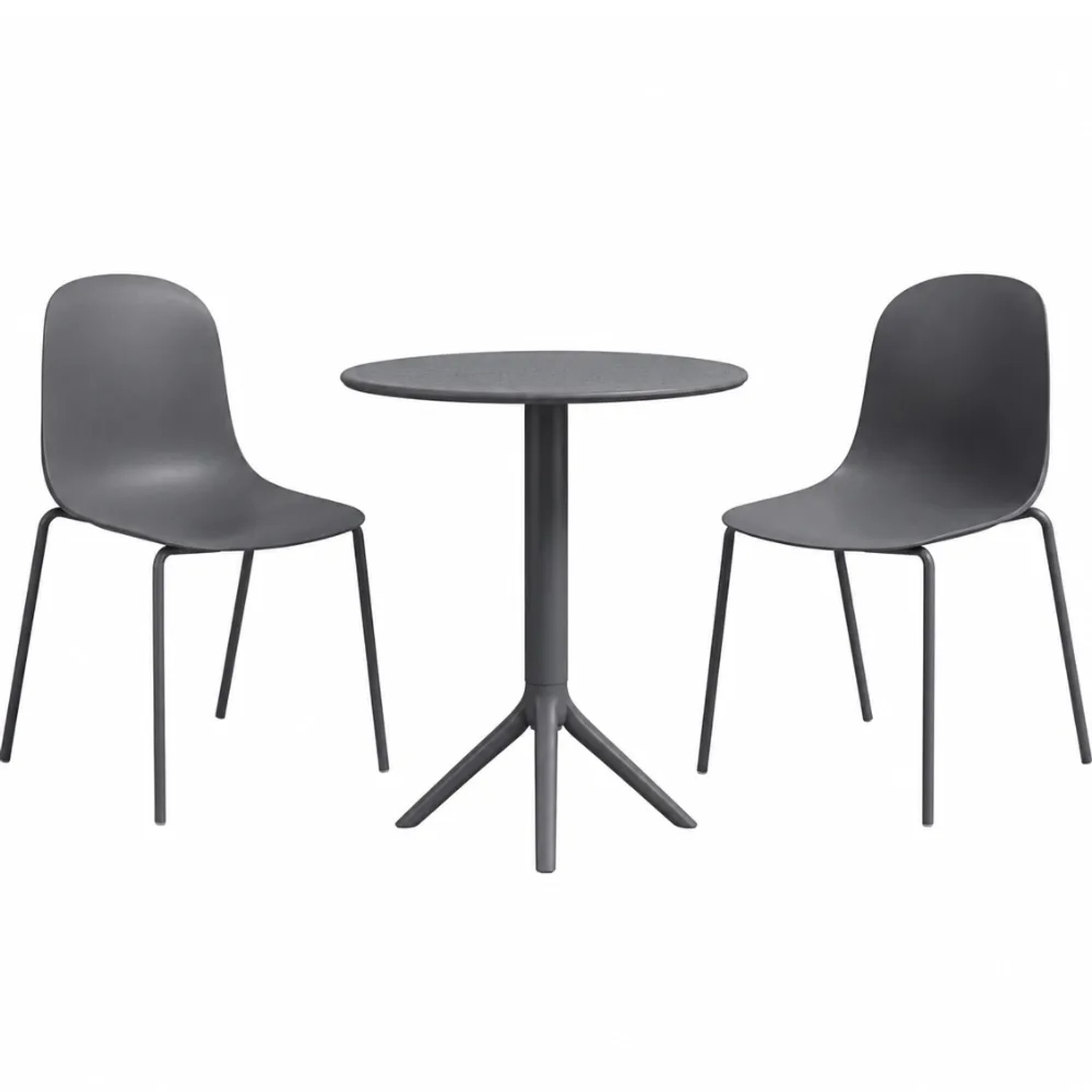 DELUKE Gartenmöbel-Set ELLA mit 2 Stühlen 162x60x85cm Kunststoff Dunkelgrau Balkonset Gartenset Tisch mit Stühlen Bistroset Outdoor