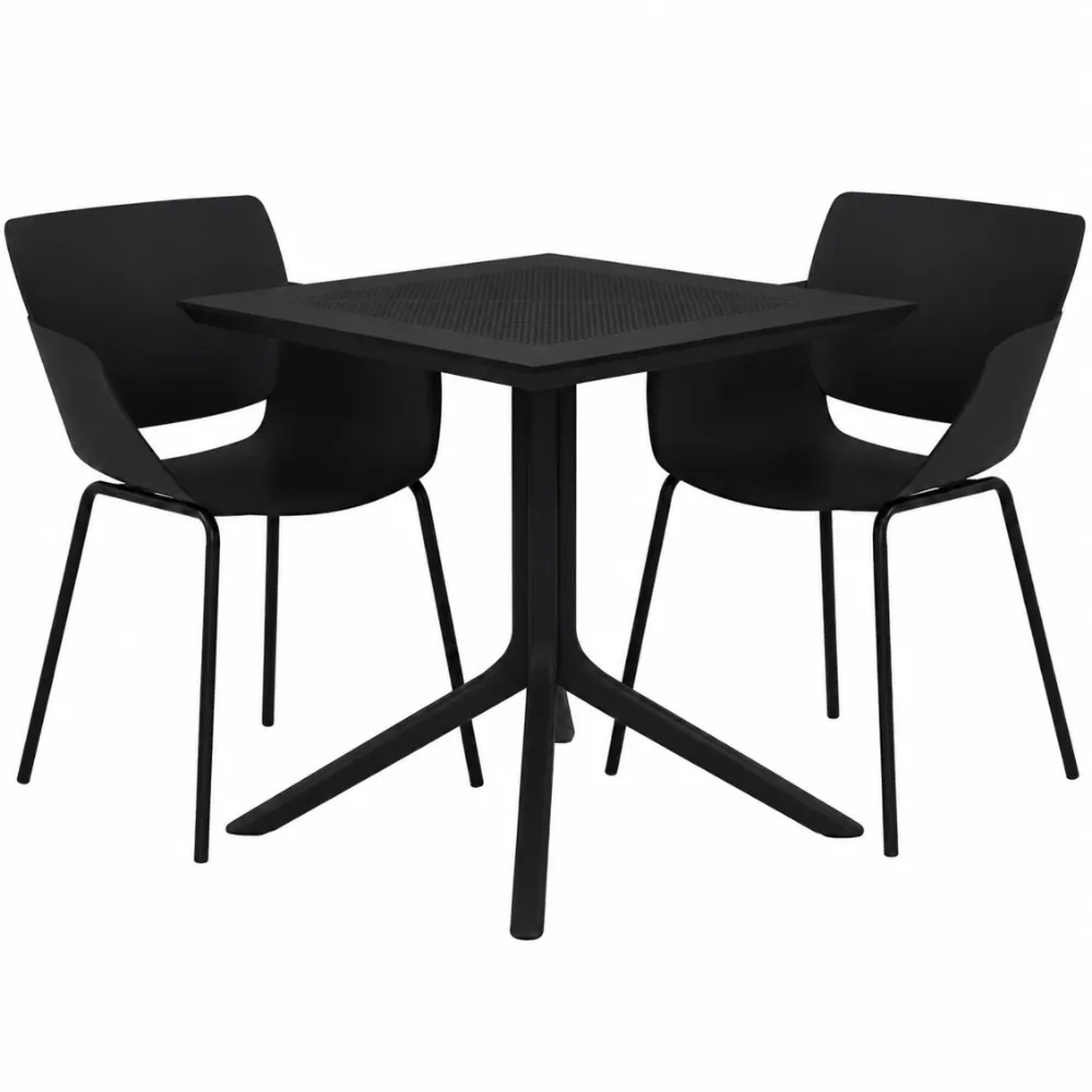 DELUKE Gartenmöbel-Set HANNA mit 2 Stühlen 188x80x80cm Kunststoff Schwarz Balkonset Gartenset Tisch mit Stühlen Bistroset Outdoor