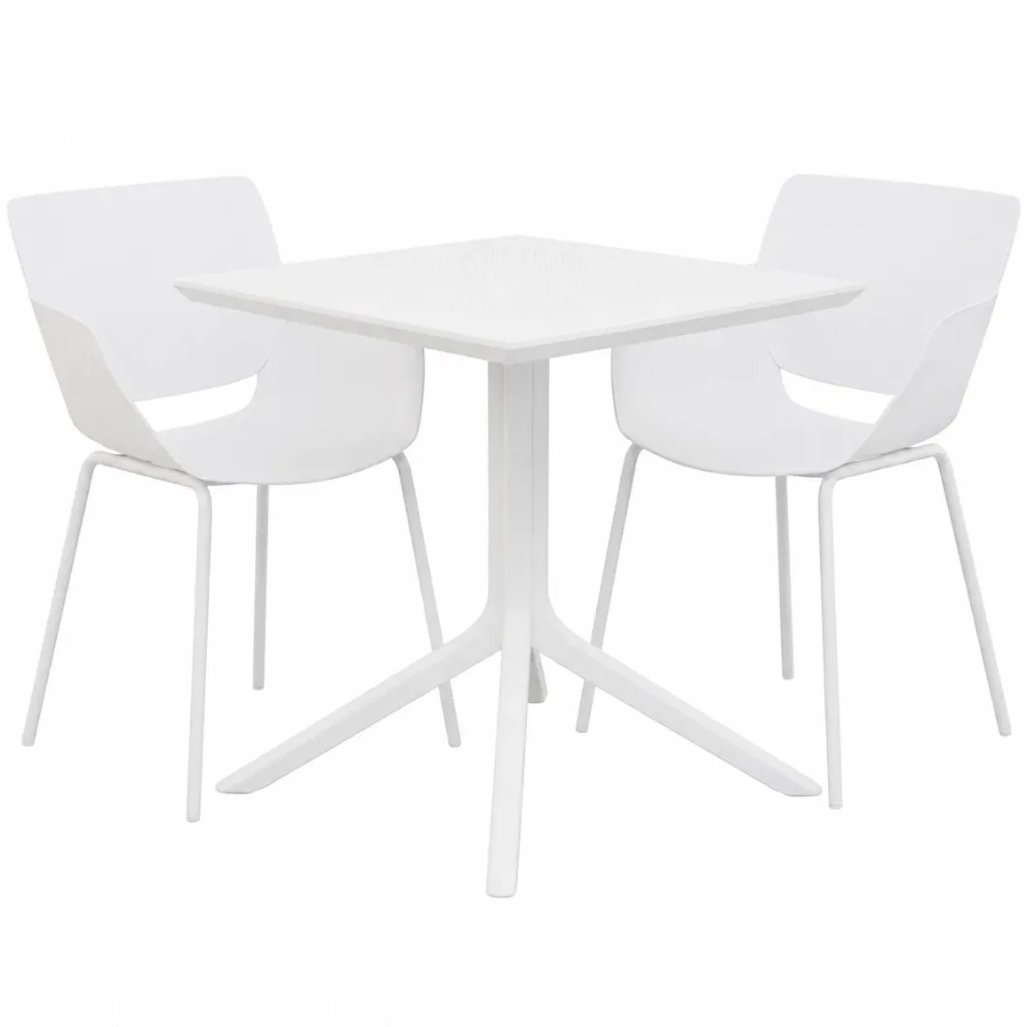 DELUKE Gartenmöbel-Set HANNA mit 2 Stühlen 188x80x80cm Kunststoff Weiß Balkonset Gartenset Tisch mit Stühlen Bistroset Outdoor