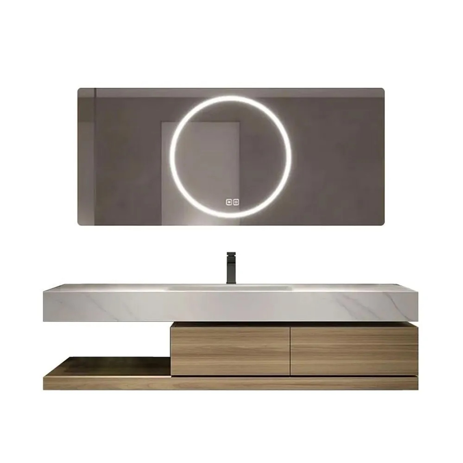 360Home Waschbecken Aus Keramik Mit Schrank Und LED Spiegel Für Das Badezimmer RW2032130K