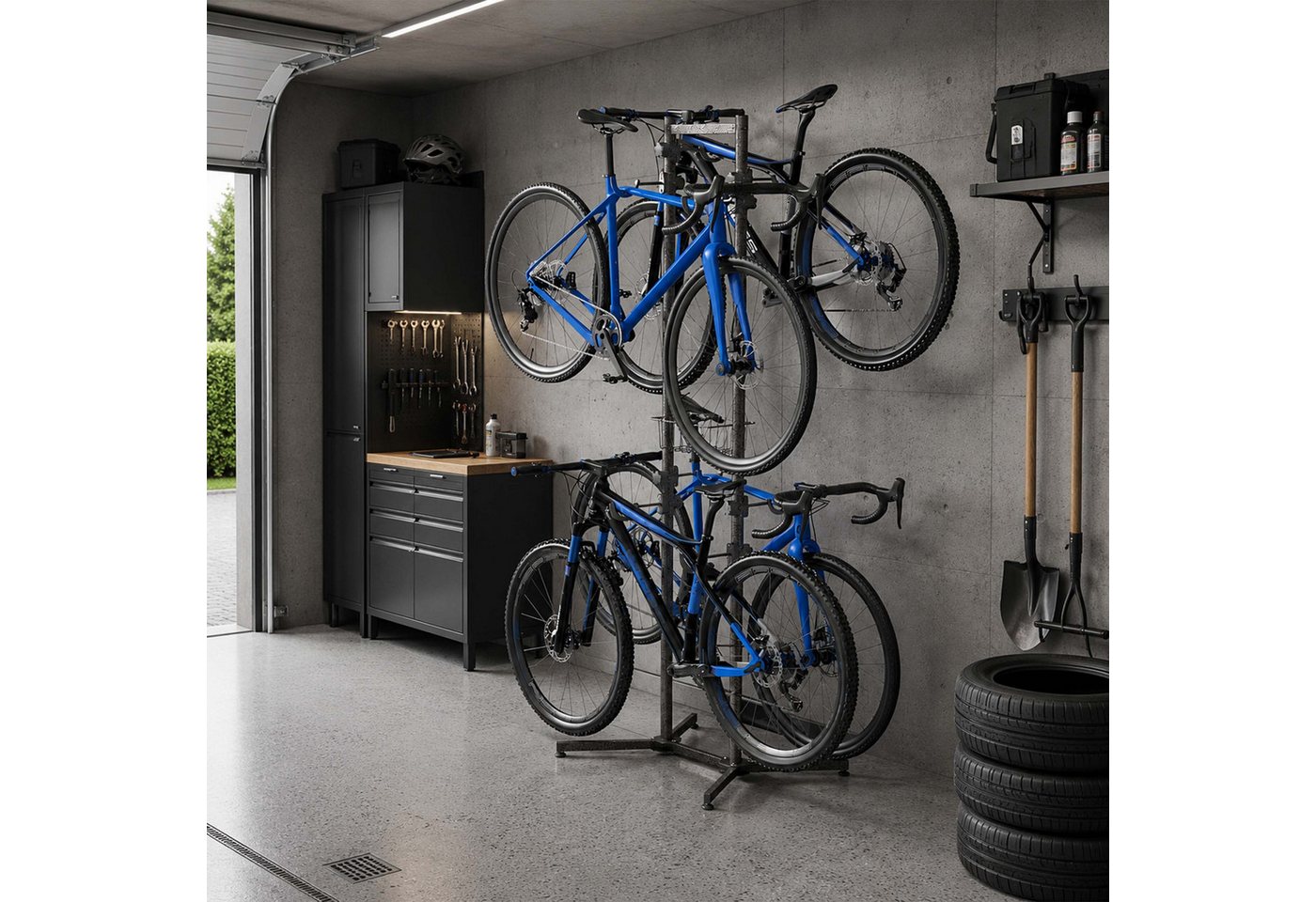 Relaxdays Fahrradständer Stahl Freistehend mit Korb 4er 210 cm x 61 cm x 75 cm Bild 3