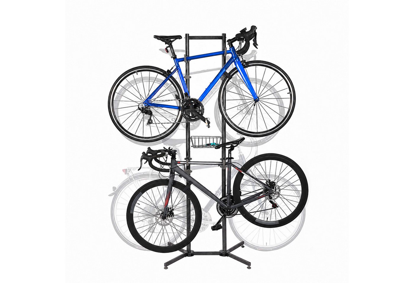 Relaxdays Fahrradständer Stahl Freistehend mit Korb 4er 210 cm x 61 cm x 75 cm Bild 4