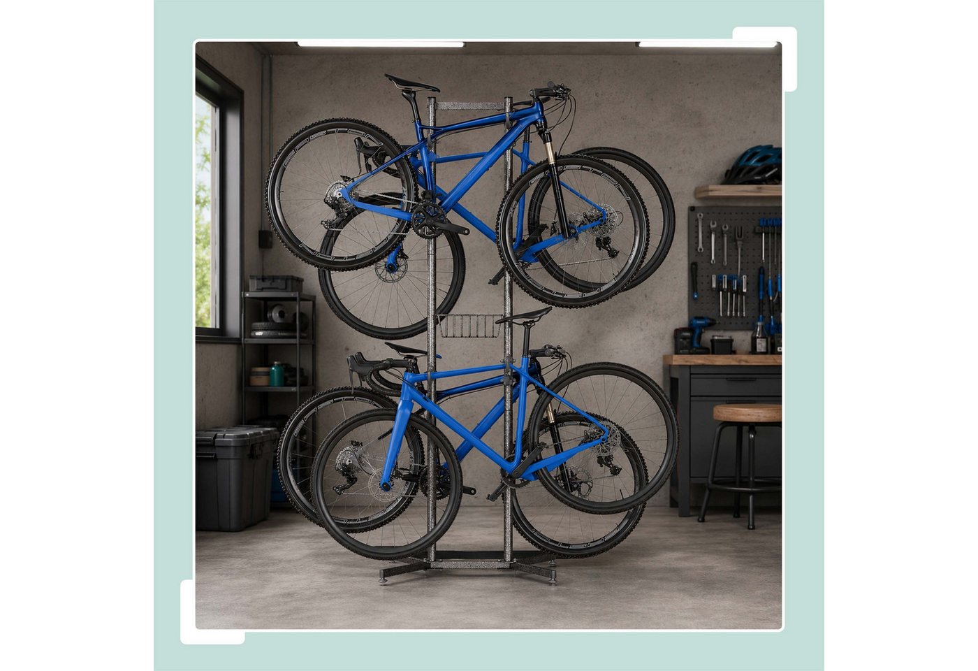 Relaxdays Fahrradständer Stahl Freistehend mit Korb 4er 210 cm x 61 cm x 75 cm Bild 5