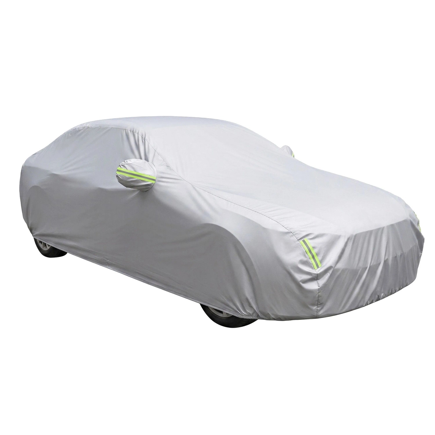 Relaxdays Autoabdeckplane Aluminiumbeschichtetes Gewebe Silber Vollgarage UV-Schutz Reißverschluss 450 cm bis 495 cm für Limousine