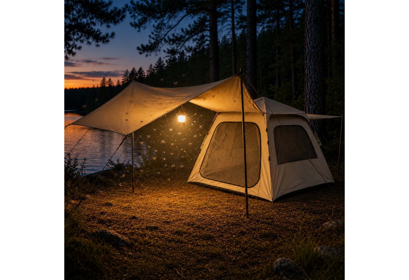 Relaxdays Campingzelt Oxford-Gewebe Beige Erdbraun 2-in-1 Schnellaufbau Abnehmbar 155 cm x 240 cm x 240 cm 6,6 kg Bild 4