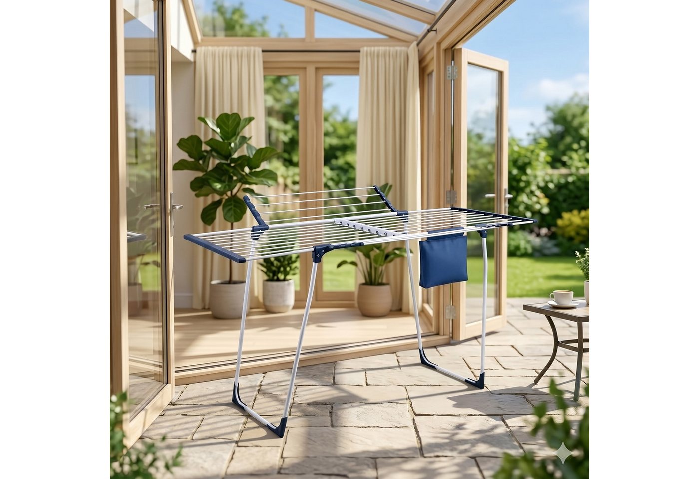 Relaxdays Wäscheständer Eisen Silber Grün Ausziehbar Klappbar Drehbar 98 cm bis 162 cm x 95 cm x 97,5 cm