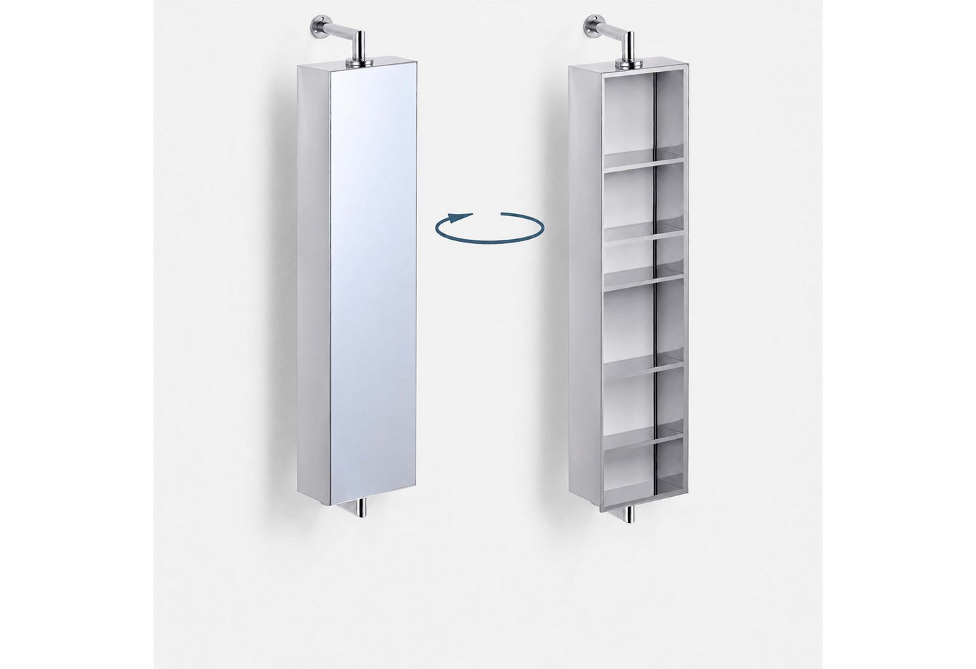 Relaxdays Spiegelschrank Edelstahl Silber Drehbar Wandmontiert 136 cm x 25 cm x 12 cm 6,1 kg Bild 2
