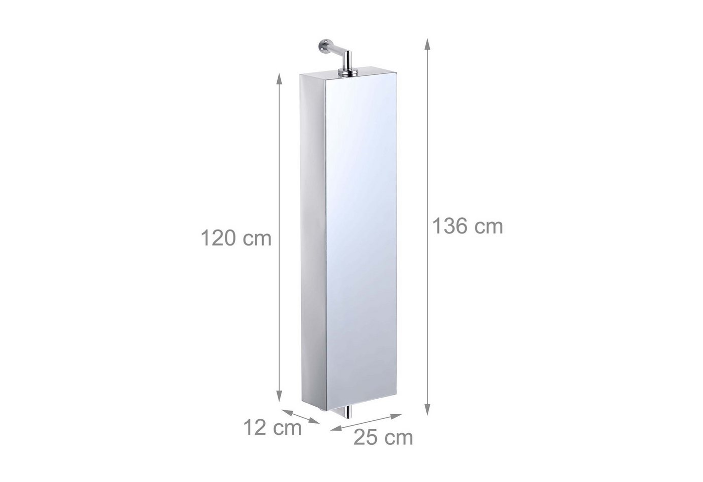 Relaxdays Spiegelschrank Edelstahl Silber Drehbar Wandmontiert 136 cm x 25 cm x 12 cm 6,1 kg Bild 5