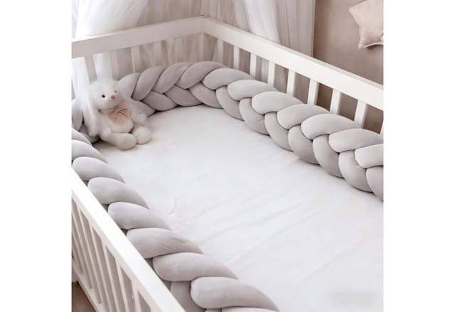 Relaxdays Bettschlange Polyester Grau Geflochten 220 cm x ø 12 cm 1 kg