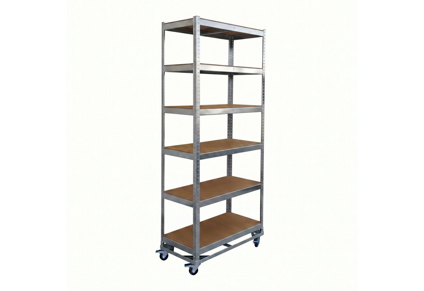 Relaxdays Schwerlastregal Stahl Silber 6-lagig mit Rollen mit Bremsen 209 cm x 90 cm x 40 cm Bild 2
